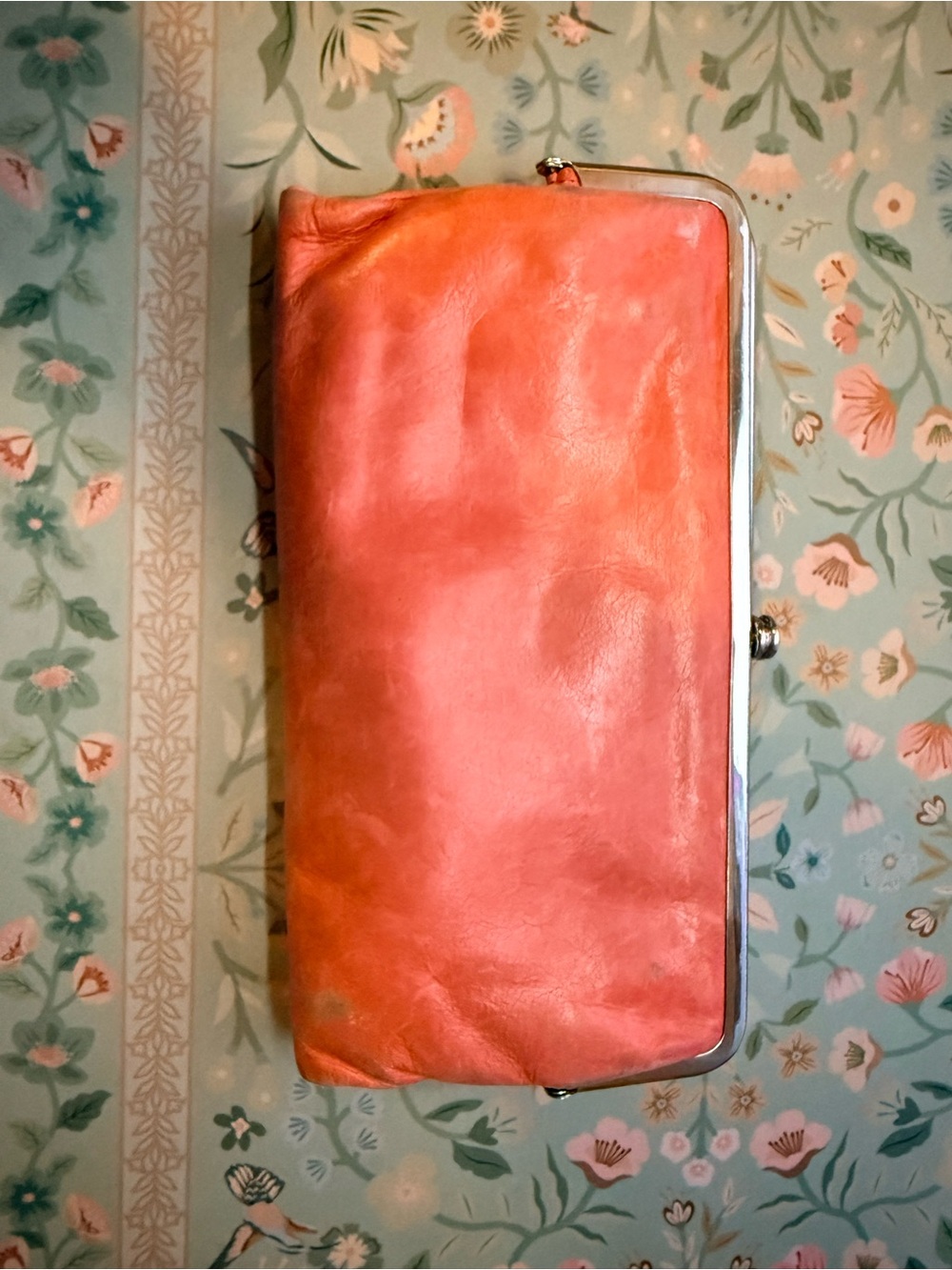 HOBO Coral Leather Frame Lauren Clutch Wallet